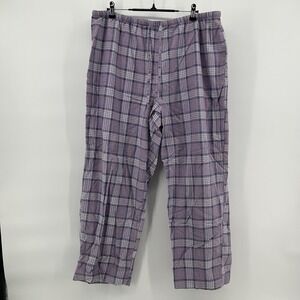 L.L.Bean Flannel Pajama Pants‎ Womens XLP Purple Plaid Petite Loungewear Cozy